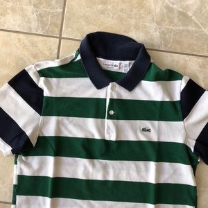 Men’s Lacoste polo large. White green and navy